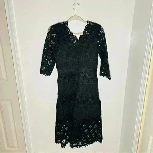NWT Sea Laurel Lace Tiered Midi Dress Black - Picture 10 of 10